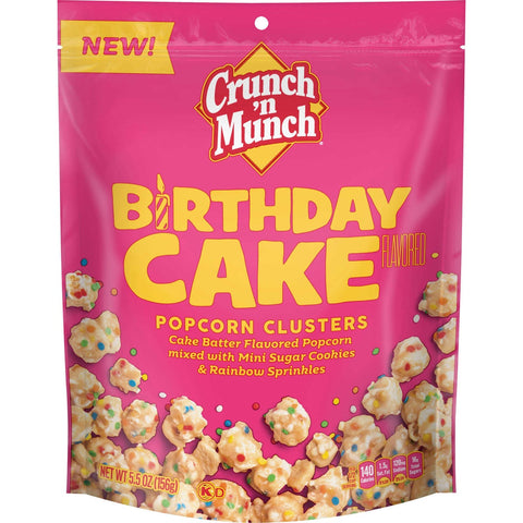 Crunch N Munch Sweet Creations Birthday Cake Brownie Brittle Crunch Popcorn Clusters, 5.5 Ounce -- 48 per case