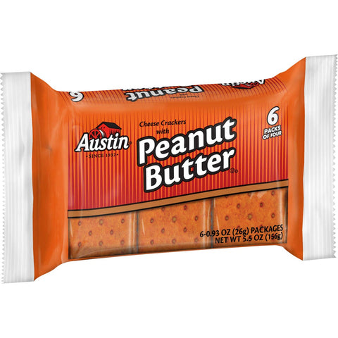Austin Cheese Sandwich Cracker with Peanut Butter, 0.917 Ounce -- 144 per case.