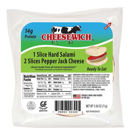Cheesewich Pepperjack and Salami, 2.5 Ounce -- 96 per case.