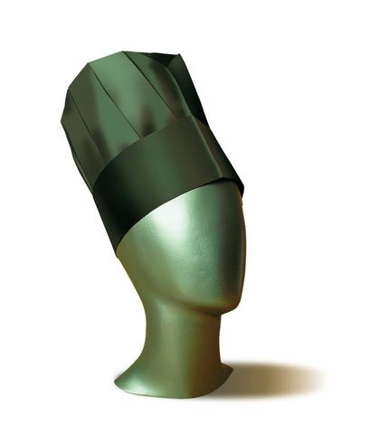 Cellucap Le Contour Pleated Paper Fully Formed All Black Flat Pack Chef Hat, 9 inch -- 100 per case.