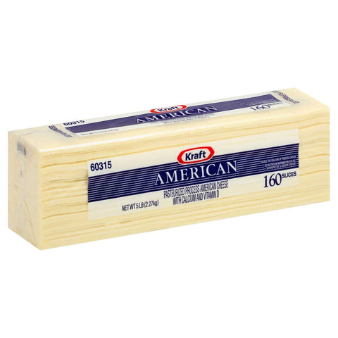 Kraft American Sliced White Cheese, 5 Pound -- 4 per case.