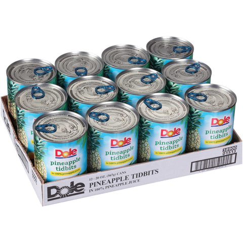 Dole Pineapple Tidbits in Juice, 20 Ounce -- 12 per case.