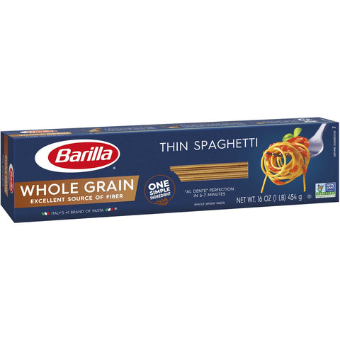 Barilla Whole Grain Thin Spaghetti Pasta, 16 Ounce -- 20 per case.