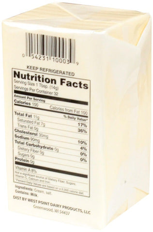 Commodity Butter Solid AA Salted Butter, 1 Pound -- 36 per case.