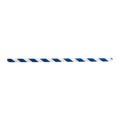 Tablecraft Unwrapped Blue Striped Paper Straw, 7.75 inch -- 500 per case