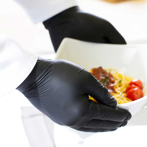 Handgards Black Powder Free Medium Disposable Nitrile Gloves -- 1000 per case.