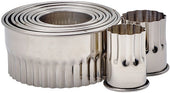 Winco Stainless Steel 11 Piece Round Fluted Cookie Cutter Set, 2 inch Height -- 24 set per case