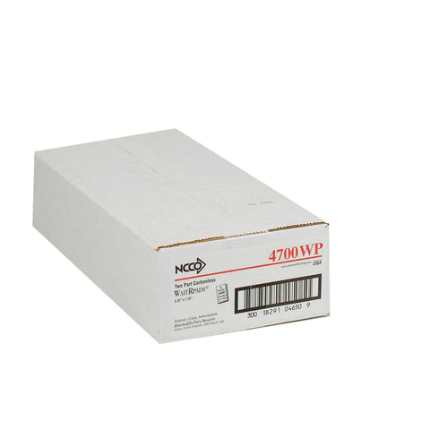 National Checking Company Carbonless Waitrpad Paper - 2 Part White, 8 Line, 4.20 x 7.25 inch -- 2000 per case.