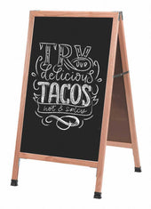Aarco Solid Oak Wood A-Frame Sidewalk Black Composition Chalkboard, 42 x 24 inch