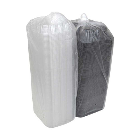 Pactiv Black Small Rectangular Polypropylene Four Count Fried Chicken Container, 9.5 x 8 x 3 inch -- 100 per case
