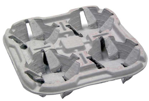 Pactiv Fiber Blend Natural 4 Cup Beverage Carrier, 2.25 x 10.5 x 10.5 inch -- 132 per case