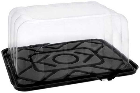 Pactiv RPET 1/8 Sheet Black Base and 5 inch Rose Dome Lid, 15 Ounce Capacity -- 50 per case