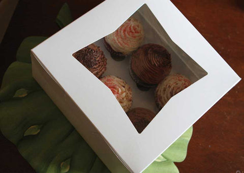 Southern Champion Tray White Solid Bleached Sulfate Paperboard Window Bakery Box, 8 x 8 x 4 inch -- 150 per case
