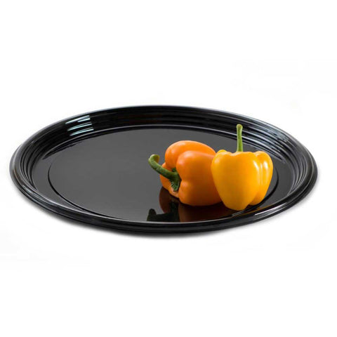 Sabert Black PET Round Onyx Platter, 16 x 0.88 inch -- 500 per case