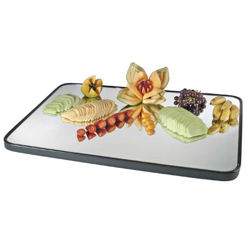 Cal Mil Rectangle Mirror Tray with Black Trim, 24 x 32 x 1 inch.