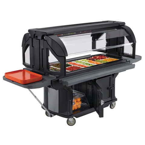 Cambro Ultra Series Black Versa Food Bar with Storage and Heavy Duty Casters, 5 Feet.
