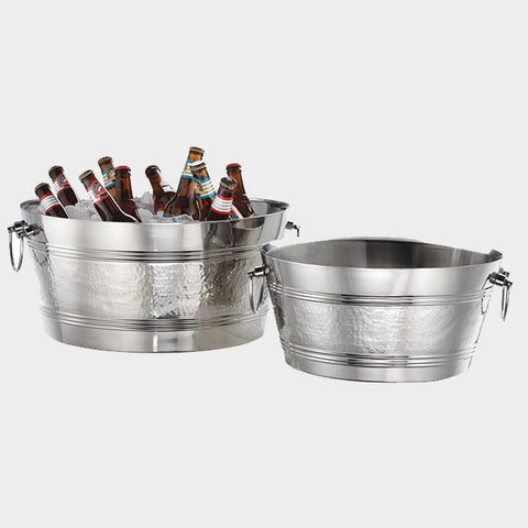 American Metalcraft Stainless Steel Hammered Finish Double Wall Party Tub, 15 Quart.