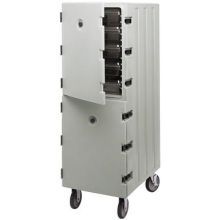 Cambro Double Compartment Cavity Camcart with Security Package, Dark Brown, 33 1/4 x 21 1/2 x 63 3/4 inch.