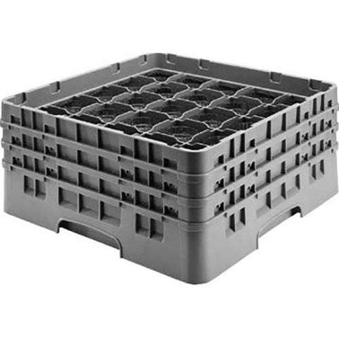 Cambro Camrack Polypropylene Black Full Size 25 Compartment Glass Rack, 6 7/8 inch -- 3 per case.