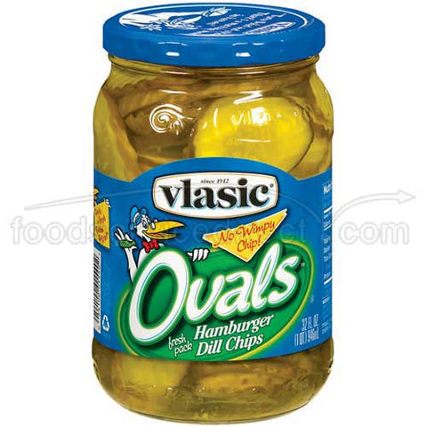 Vlasic Ovals Hamburger Dill Chip, 32 Ounce -- 12 per case