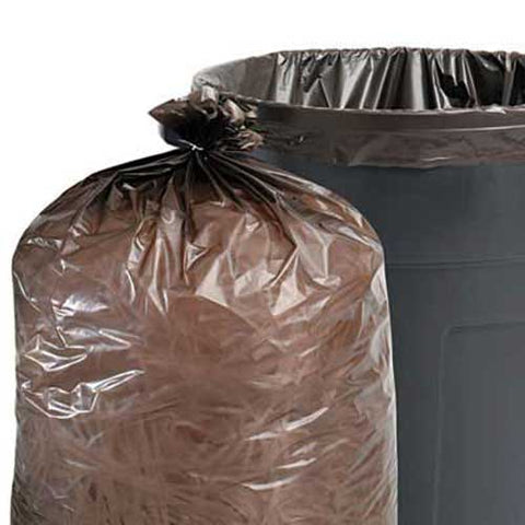 Stout 100% Recycled Plastic Garbage Bags, 65gal, 1.5mil, 50x51, Brown/Black, 100/CT