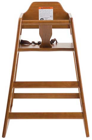Tablecraft Wood Walnut Finish Unassembled High Chair, 19.75 x 19.75 x 29 inch