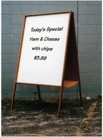 American Metalcraft Pine Black Value Sandwich Board, 27 1/4 x 4 x 49 1/4 inch.