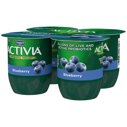 Activia Blueberry Probiotic Yogurt, 4 Ounce -- 24 per case.