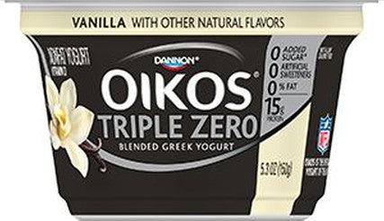 Oikos Triple Zero Vanilla Yogurt, 5.3 Ounce -- 12 per case.