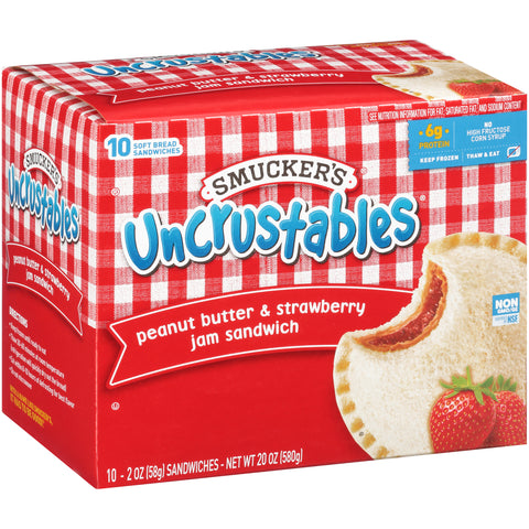 Smuckers Uncrustables Peanut Butter and Strawberry Jam Sandwich, 2 Ounce -- 60 per case.
