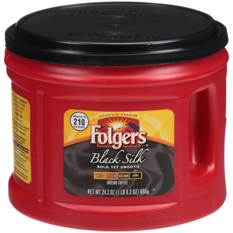 Coffee Caffeinated Ground Black Silk Canister