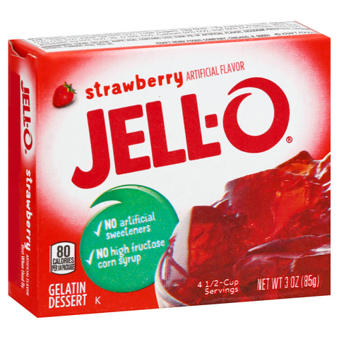 Jello Strawberry Gelatin, 3 Ounce --24 Case