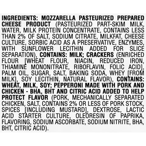 Lunchable Pepperoni Mozzarella Entree, 2.25 Ounce -- 16 per case.