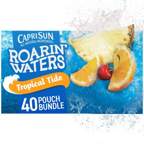 Capri Sun Roarin Waters Tropical Fruit Flavored Beverage, 6 Fluid Ounce - 10 per pack -- 4 packs per case.