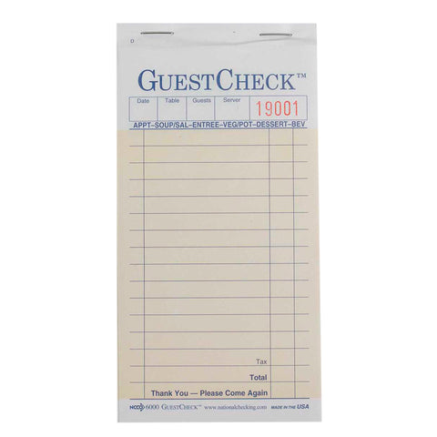 National Checking Company Interleaving Carbon Guest Check Paper - 2 Part Salmon, 17 Line, 3.5 x 6.75 inch -- 2500 per case.