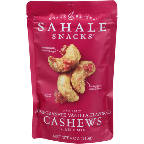 Sahale Snacks Naturally Pomegranate Vanilla Flavored Cashews Glazed Mix, 4 Ounce -- 6 per case.
