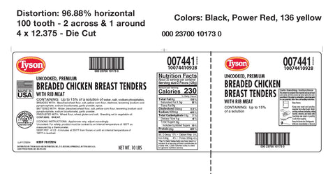 Tyson Uncooked Breaded Chicken Tenderloin, 5 pound -- 2 per case
