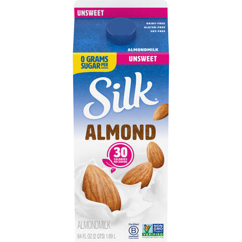 Silk Unsweetened Pure Almond Milk, 64 Ounce -- 6 per case.