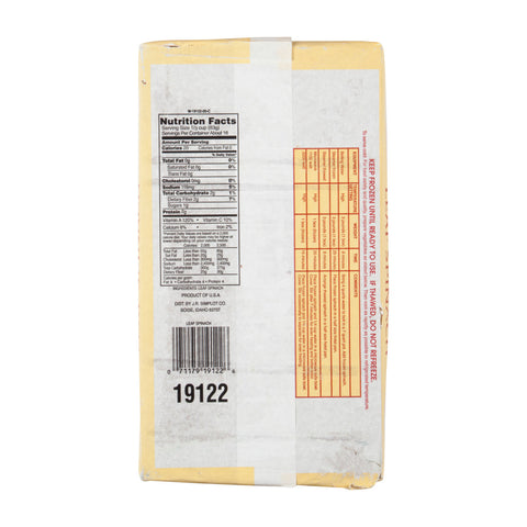 Simplot Chopped Spinach - 3 lb. package, 12 packages per case