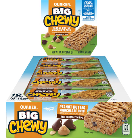Quaker Chewy QUAKER CHEWY P/B C/CHIP GRAN BAR 10 CT