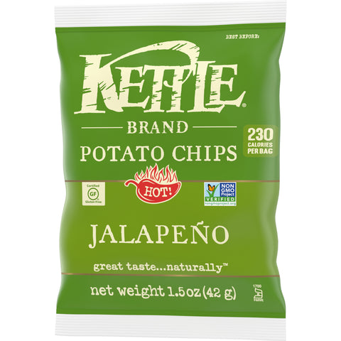 Kettle Foods Jalapeno Potato Chips, 1.5 Ounce -- 24 per case.