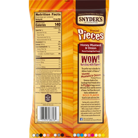 Snyders of Hanover Honey Mustard and Onion Pretzel Pieces, 8 Ounce -- 6 per case.