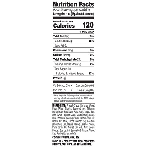 Pretzel Crisps Drizzlers Milk Chocolate Caramel Pretzel Snacks, 5.5 Ounce -- 12 per case.