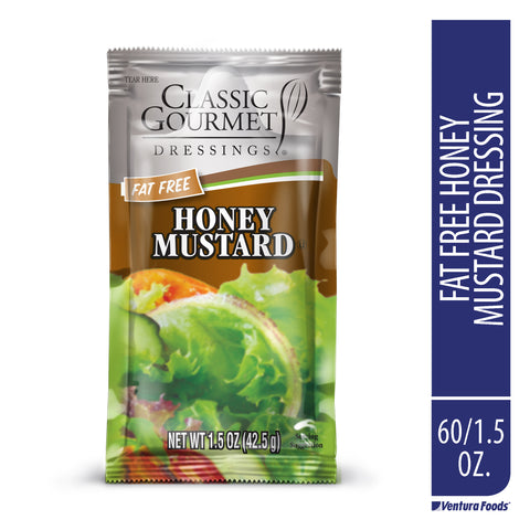 Classic Gourmet Fat Free Honey Mustard Dressing, 1.5 Ounce Pouch -- 60 per case.
