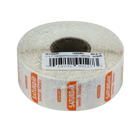 National Checking Company Dateit Orange Trilingual Removable Label - Saturday, 1 x 1 inch -- 1000 per case.