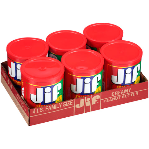 Jif Creamy Peanut Butter, 4 Pound -- 6 per case.