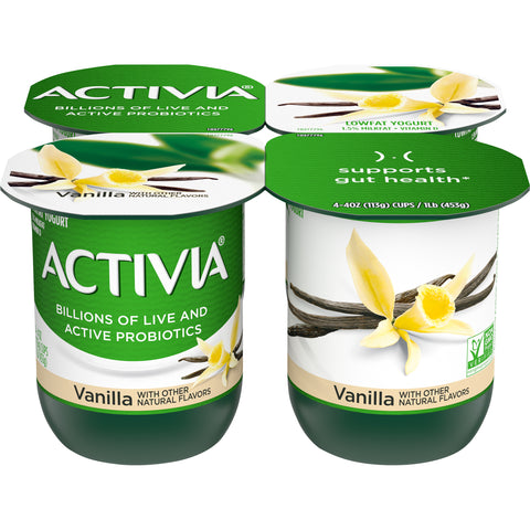 Activia Vanilla Probiotic Yogurt, 4 Ounce -- 24 per case.