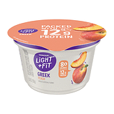 Light and Fit Greek Peach Nonfat Yogurt, 5.3 Ounce -- 12 per case.