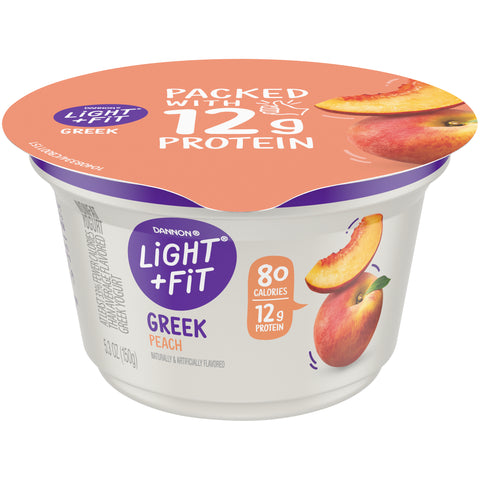 Light and Fit Greek Peach Nonfat Yogurt, 5.3 Ounce -- 12 per case.