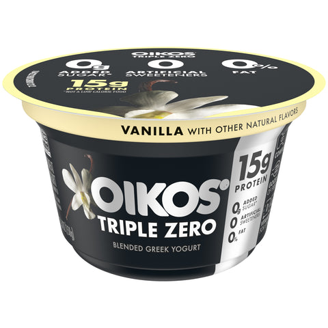 Oikos Triple Zero Vanilla Yogurt, 5.3 Ounce -- 12 per case.